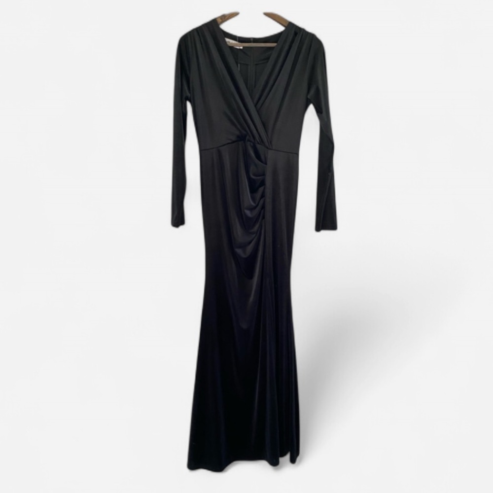 Women’s Long Sleeve Velvet Maxi Dress Black Size Medium Formal Wedding Guest - Picture 3 of 6